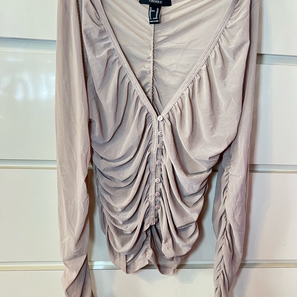 Forever 21 Taupe Ruched Blouse